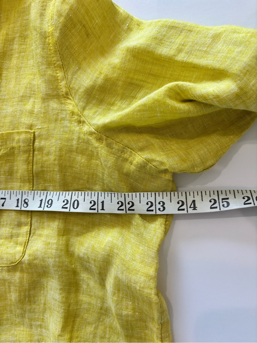 Sigrid Olsen L 100% Linen Yellow Mini Button Shirt Dress Cottagecore Coastal - Picture 7 of 8